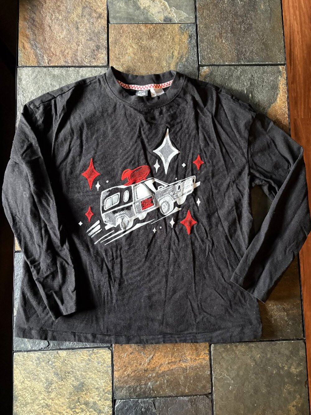 Disney Pixar Toy Story Pizza Planet long sleeve black t-shirt organic cotton S